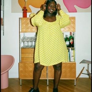 WRAY “BIRDIE DRESS” Lemon Check 3XL